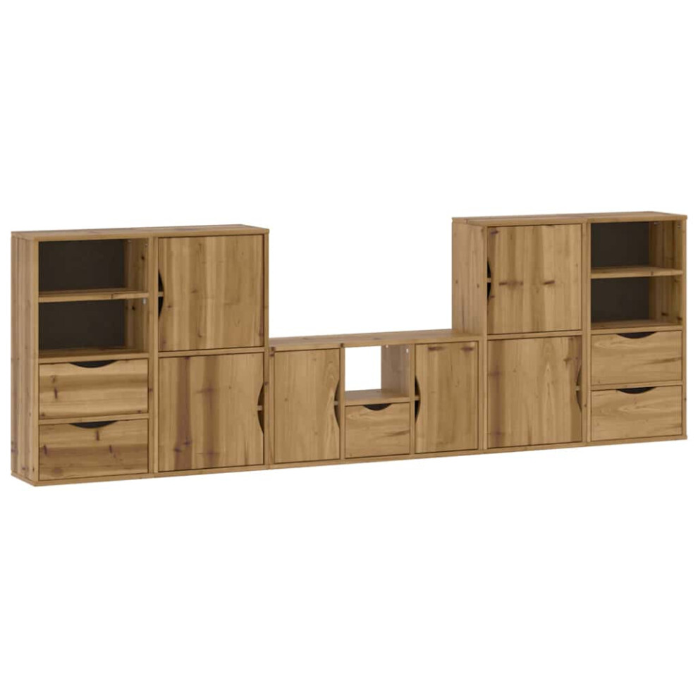 vidaXL 5 Piece TV Units with Storage ODDA Solid Wood Pine TV cabinet TV bench