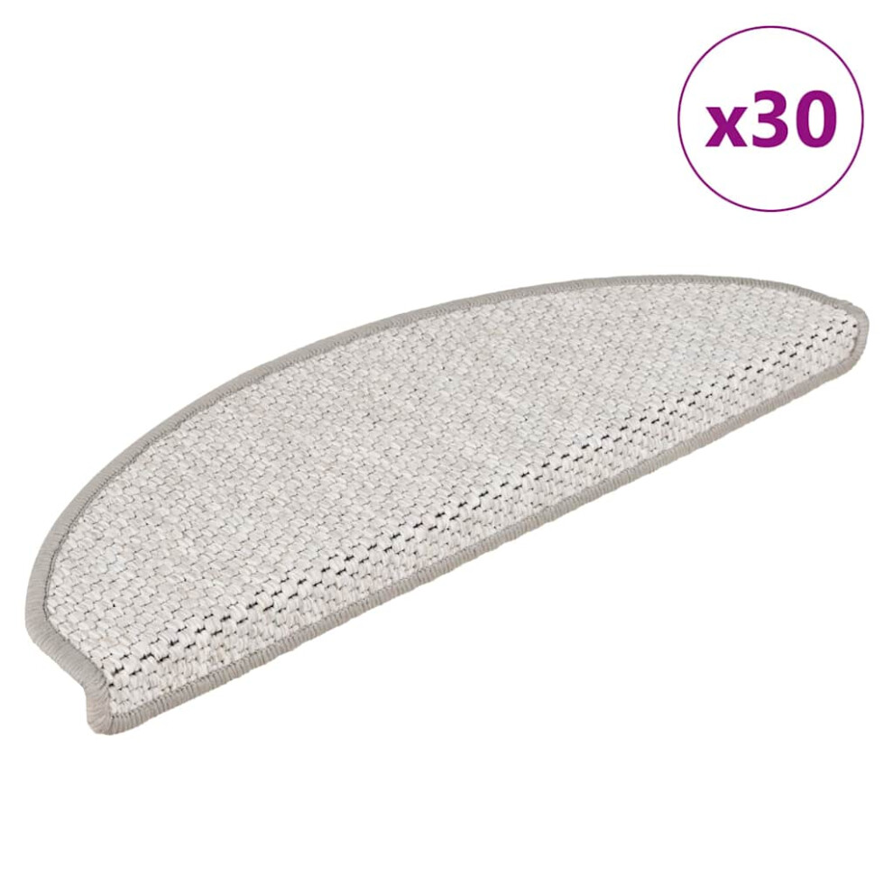 Vidaxl (Platina, 65 X 21 X 4 Cm/ 30 Pcs) Self-Adhesive Stair Mats Stair Treads Protector Rug Sisal-Look 15 Pcs