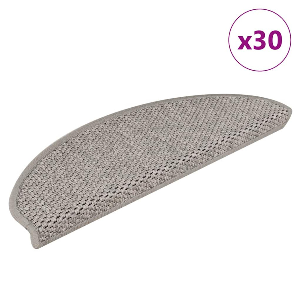 Vidaxl (Silver, 65 X 21 X 4 Cm/ 30 Pcs) Self-Adhesive Stair Mats Stair Treads Protector Rug Sisal-Look 15 Pcs