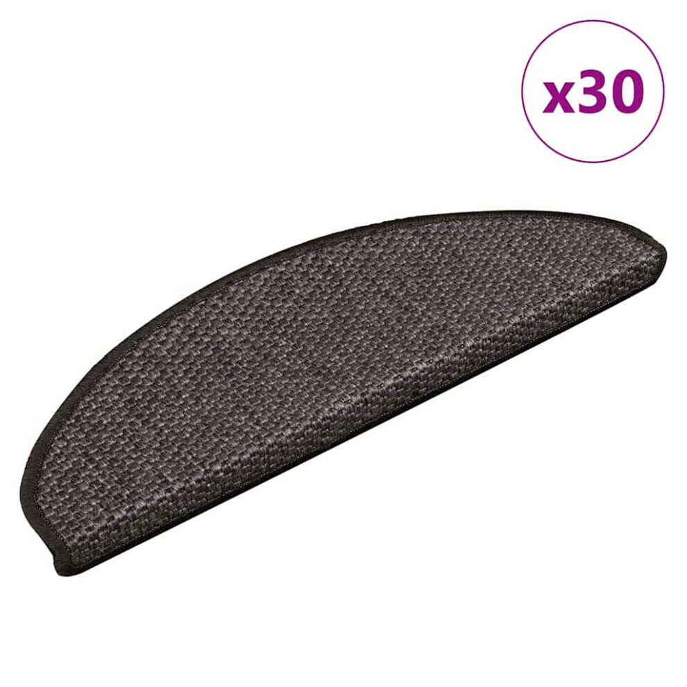 Vidaxl (Anthracite, 65 X 21 X 4 Cm/ 30 Pcs) Self-Adhesive Stair Mats Stair Treads Protector Rug Sisal-Look 15 Pcs