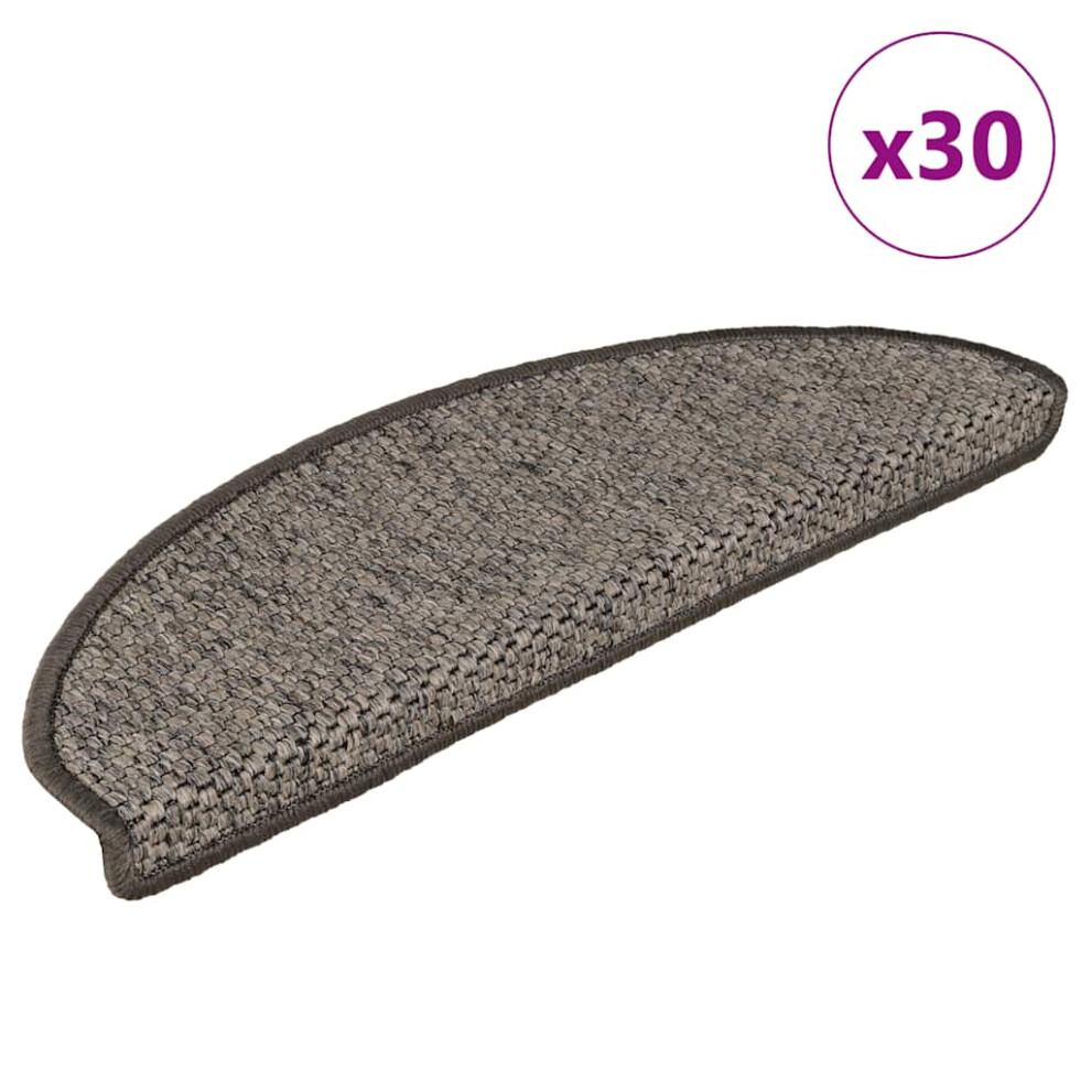 Vidaxl (Brown Beige, 65 X 21 X 4 Cm/ 30 Pcs) Self-Adhesive Stair Mats Stair Treads Protector Rug Sisal-Look 15 Pcs