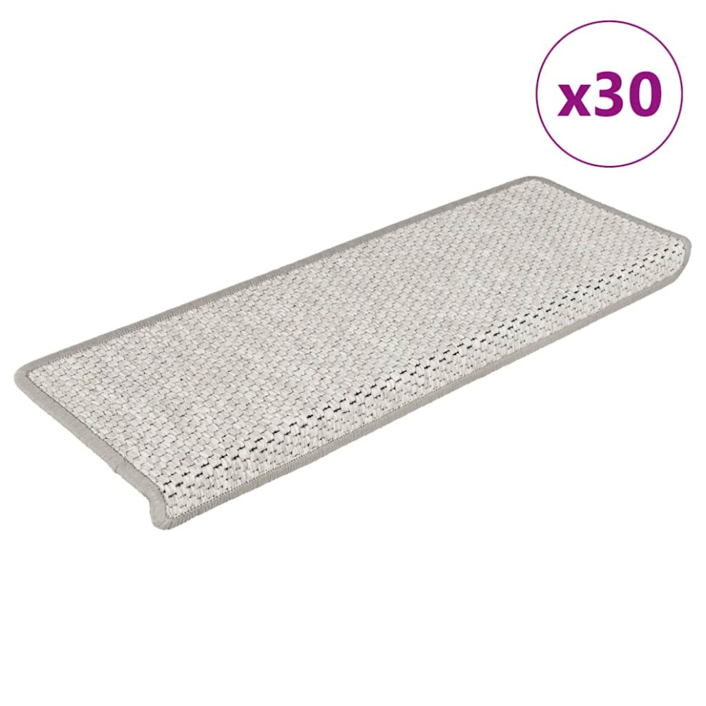 Vidaxl (Platina) Self-Adhesive Stair Mats Stair Treads Protector Rug Sisal-Look 15 Pcs