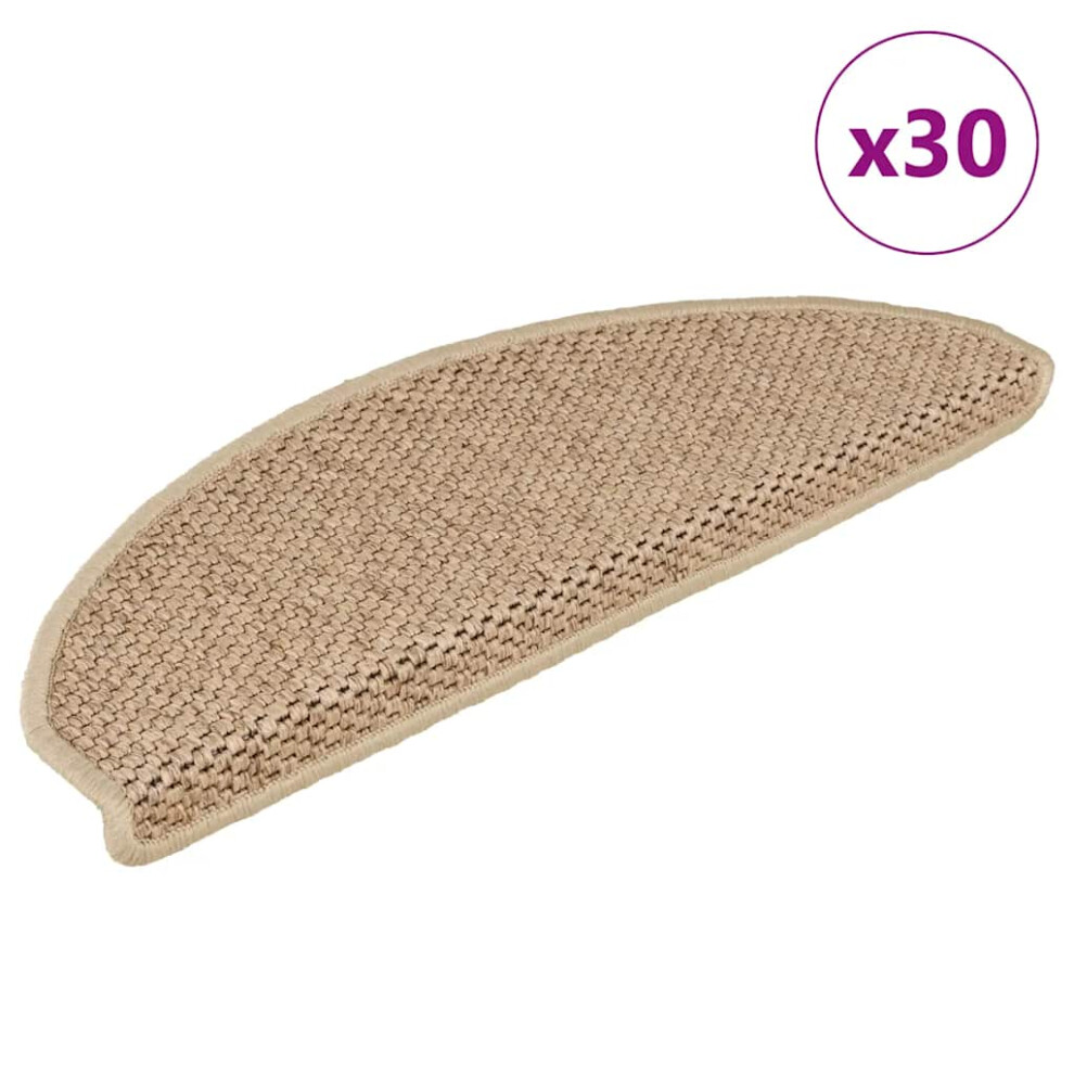 Vidaxl (Sand, 65 X 21 X 4 Cm/ 30 Pcs) Self-Adhesive Stair Mats Stair Treads Protector Rug Sisal-Look 15 Pcs