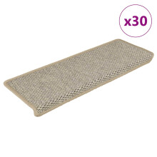 (green) vidaXL Self-adhesive Stair Mats Stair Treads Protector Rug Sisal-Look 15 pcs