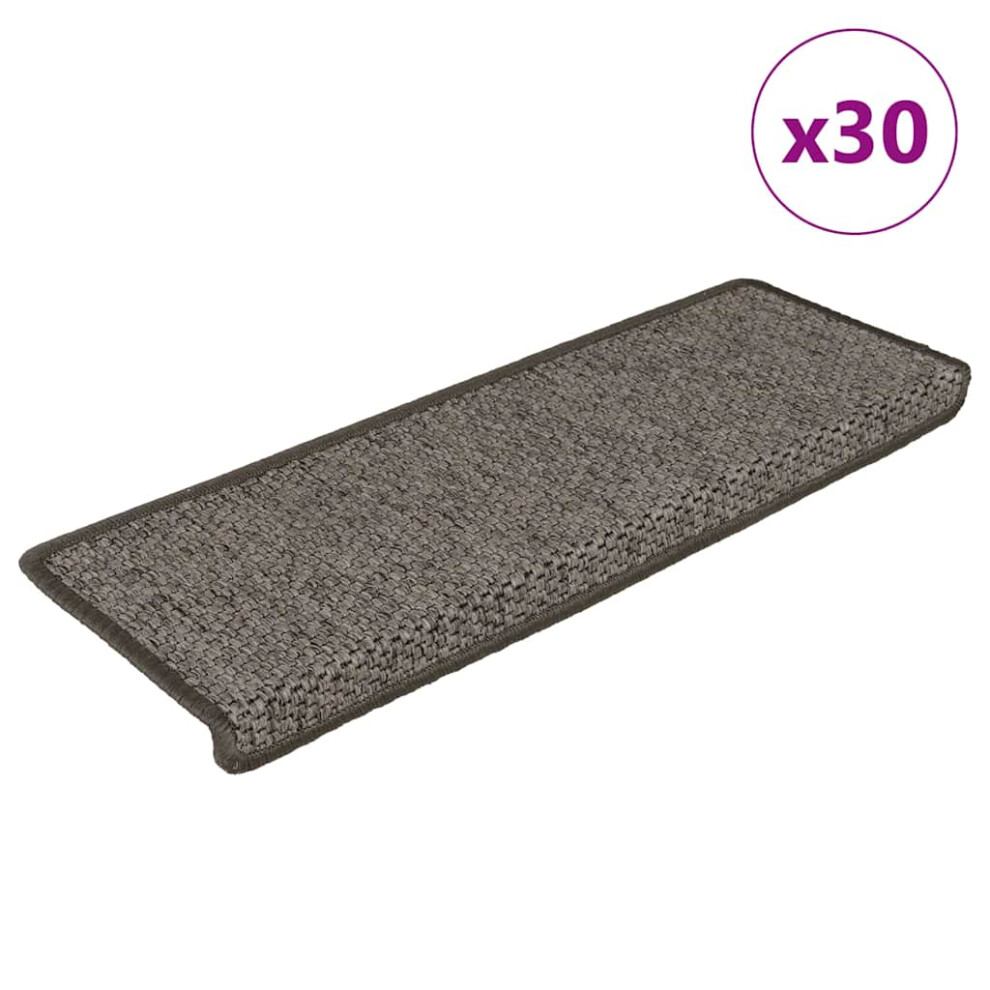 Vidaxl (Grey And Beige) Self-Adhesive Stair Mats Stair Treads Protector Rug Sisal-Look 15 Pcs