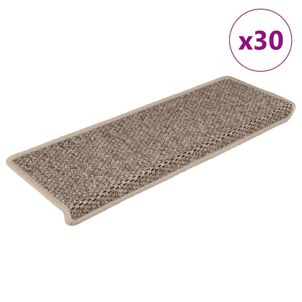 Vidaxl (Dark Beige) Self-Adhesive Stair Mats Stair Treads Protector Rug Sisal-Look 15 Pcs