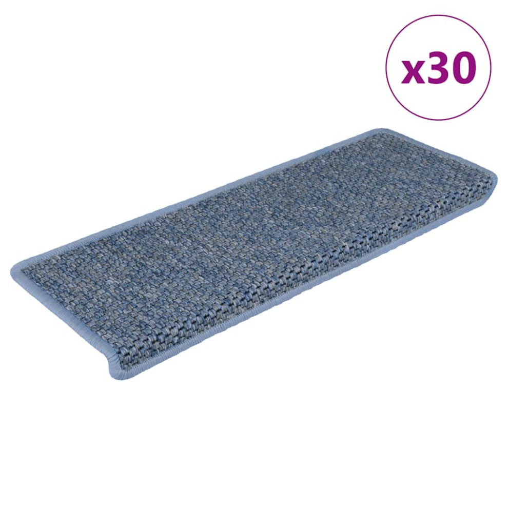 Vidaxl (Blue) Self-Adhesive Stair Mats Stair Treads Protector Rug Sisal-Look 15 Pcs