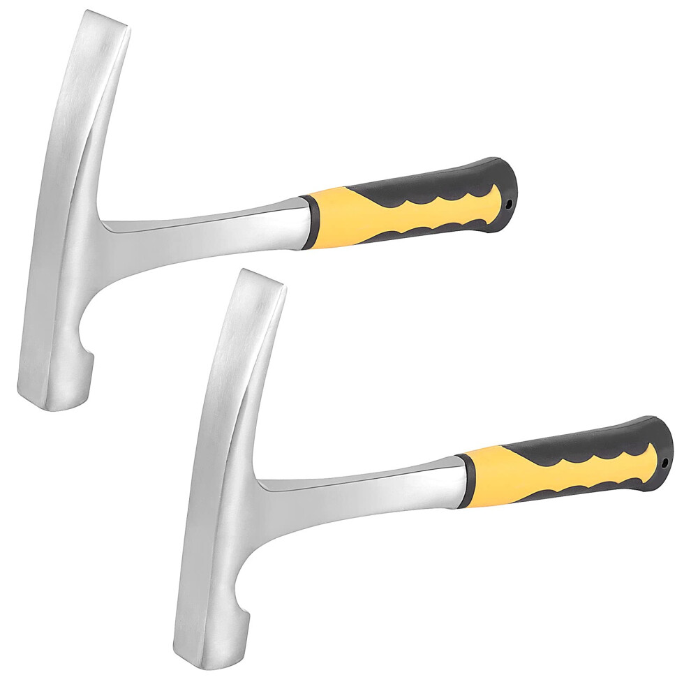 2 Pcs 32 Oz 11.9 Inch Rock Pick Hammer, High Carbon Steel Brick Hammer With Shock Reduction Grip, Polished Flat Head Geology Hammer For Mining 940534638518