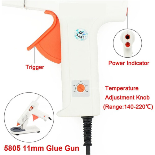 7mm Hot Glue Gun with Adjustable 140–220C Temperature, PTC Ceramic Heating, Anti-Backflow Control & DIY Tool 2