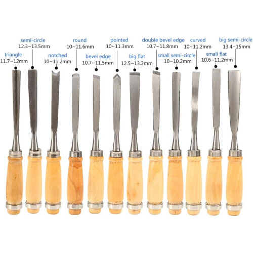 Wood Chisel Tool Set, 12pcs Woodworking Chisels Wood Carving Tools with Roll-Up Case 2