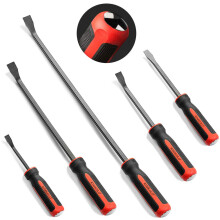 Pry Bar Set, 5Piece Pry Bars with Thicker Strike Caps, Mechanic Hand Tools for Automotive, Demolition, Nail Puller, Crowbar