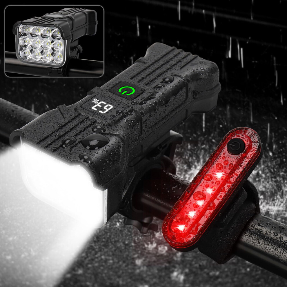 Bike Lights for Night Riding Rechargeable Bicycle Lights Front and Rear, black