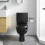VidaXL vidaXL Toilet With Cistern Black Bathroom Seat Wall Faced Soft Close Flush 8