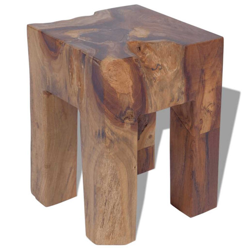 VidaXL vidaXL Stool Seat/Footrest/Side Table Furniture Home Solid Teak 30x30x40 cm 1