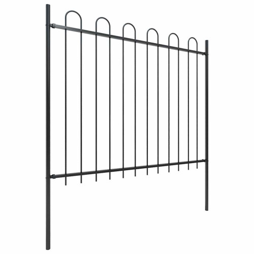 VidaXL vidaXL Gartenzaun mit Rundbogen Stahl 1172 x 150 cm Schwarz 1