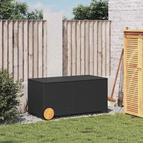 VidaXL vidaXL Gartentruhe mit Rollen Schwarz 190L Poly Rattan 2