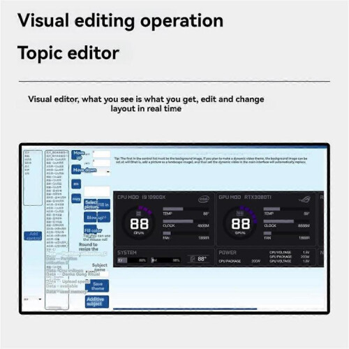 Turing 8.8Inch IPS Type-C Secondary Monitor - Smart Display Case for CPU, GPU, RAM Monitoring with 2