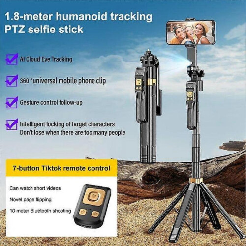 AI Smart Tracking Gimbal 1.8m Four-Legged Floor Stand Phone Live Streaming Bluetooth Selfie Stick 1