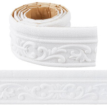 90.5 x 3.14in Peel and Stick Crown Molding Wallpaper Border White Self Adhesive 3D