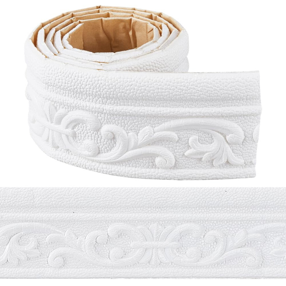 90.5 X 3.14In Peel And Stick Crown Molding Wallpaper Border White Self Adhesive 3D 940534643147