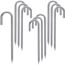 Rebar Stakes 12 Inch 10 Pack Tent Stakes Metal J Hook, Fence Stakes for Trampoline, Fence, Camping Tent (10, 12')