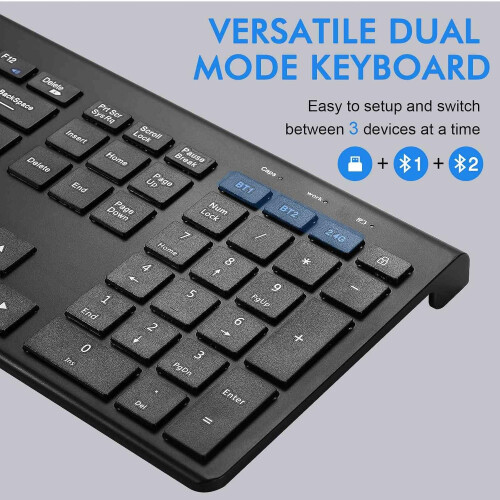 Plug and Play Compact Rechargeable Wireless Bluetooth Full Size Keyboard and Mouse Combo for Wiko Power U30 1