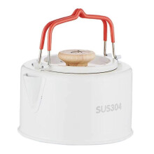 1100ml Portable Camping Kettle - Heat- Handle, Ideal for Tea & Coffee, Camping Water Boiler,White