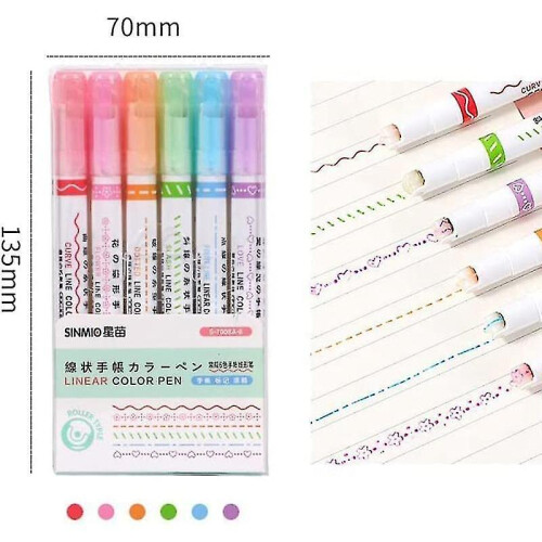6 Piece Curve Er Set with 6 Different Curve S Tip Pens, Curve Pens, 1