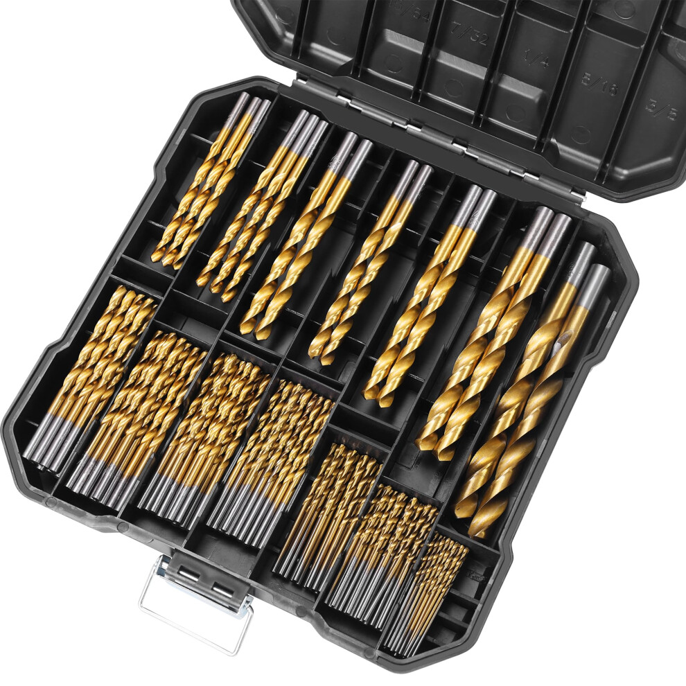 99Pc Drill Bit Set, 135 Tip Titanium Coated High Speed Steel, Twist Drill Bit Kit For Multiple Materials 820064744487