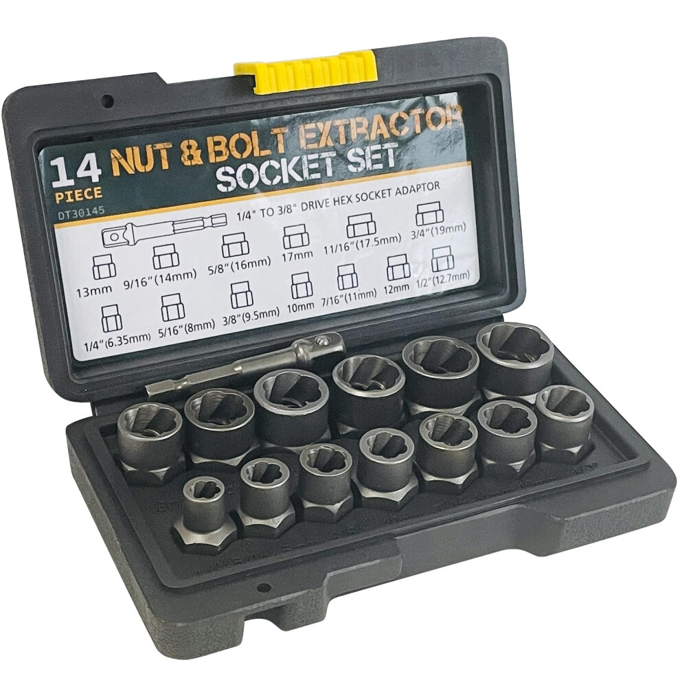 14Pcs Bolt Nuts Extractor Socket Set, 3/8' Drive Bolt Rmover Socket Set For Damaged Nuts 820064744395