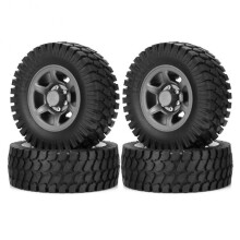 4pcs 76mm 1.55 Metal Bead Wheel Rim Rubber Tires for 1/10 Rc Crawler Car Axial Jr D90 Cc01,2