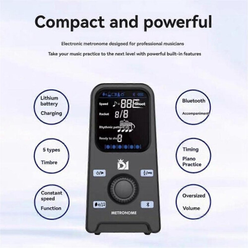 Electronic Metronome Bluetooth Speaker Rechargeable LCD Screen Vocal Metronome for Piano Guitar Dru 2