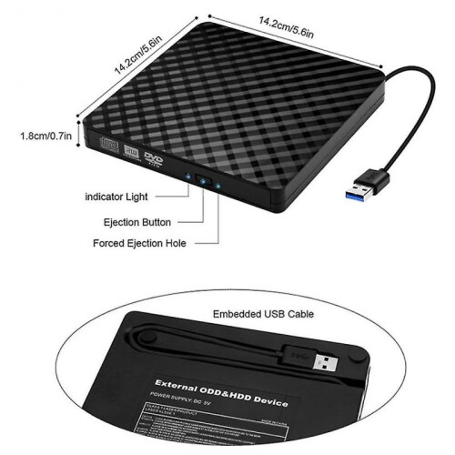 External Cd Dvd Drive, Usb 3.0 And Type-c Portable Cd Dvd +/-rw Drive , Dvd/cd Rom Burner Rew 1