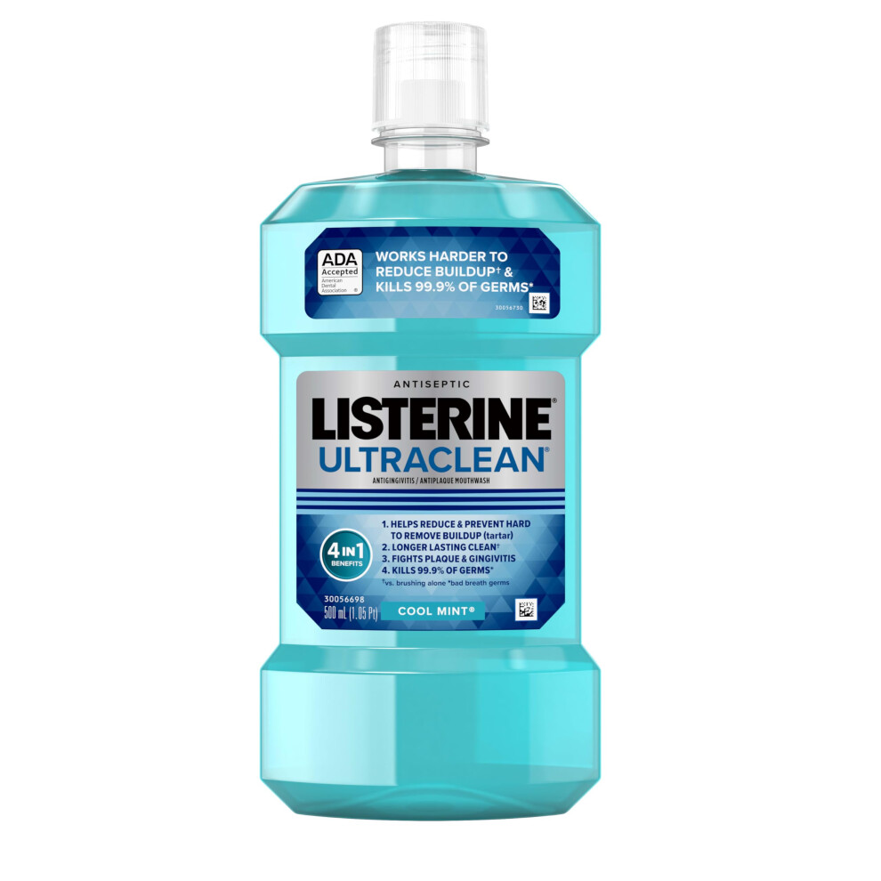 Listerine Ultraclean Oral Care Antiseptic Mouthwash, Everfresh Technology to Help Fight Bad Breath, Gingivitis, Plaque & Tartar, ADA-Accepted Tar
