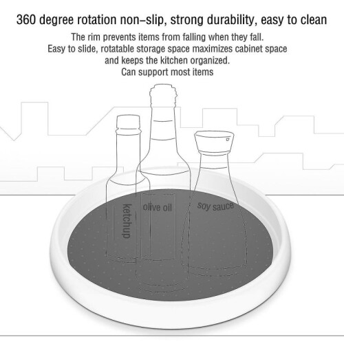 360 Rotat Non-skid Rack Pantry Cabinet Turntable with Wide Base Stora Bin Rotating 2