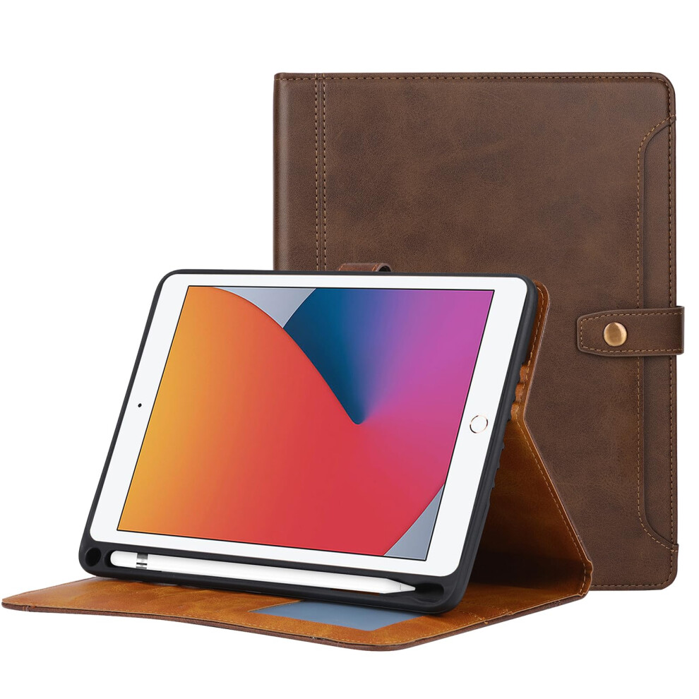 For Ipad 9Th/8Th/7Th Generation Case 10.2 Inch Protective Leather Ipad Case Brown 820064746023