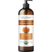 velona Pumpafröolja USDA Certifierad Ekologisk - 16 Fl Oz | 100% Ren och Naturlig Bärarolja | Orefinerad, Kallpressad