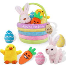 Ivenf Set Giocattolo per la Prima Pasqua del Bebè, 7pz Coniglietto Chic Carota Uovo Peluche