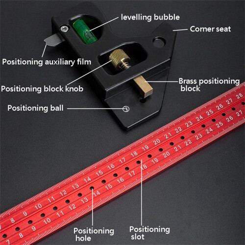 Multifunctional Carpenter's Combination Angles Ruler Metal Measuring Instrument for Accurate Angles 2