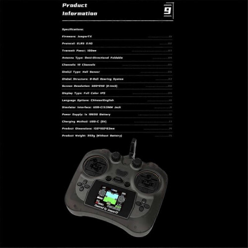 Smart Remote Controller TX Color Screen Transmitter Hall Sensor Gimbals ELRS 2.4G 100mW 12CH for FP 1
