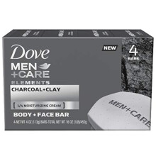 Dove Men+Care Elements Σαπούνι Σώματος και Προσώπου Charcoal + Clay 4 oz, 4 Μπάρες