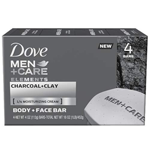 Dove Dove Men+Care Elements Σαπούνι Σώματος και Προσώπου Charcoal + Clay 4 oz, 4 Μπάρες