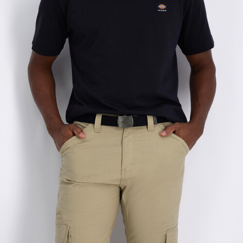 Dickies Ζώνη από βαμβάκι Dickies με στρατιωτική αγκράφα, Μαύρη, Ένα μέγεθος 1
