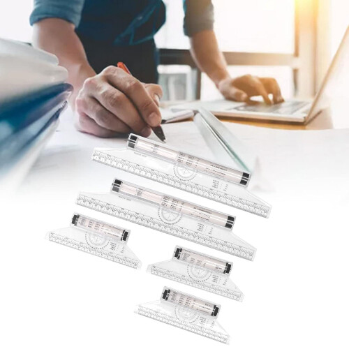 5pcs Rolling Parallel Ruler, Plastic Measuring Rolling Ruler, Transparent Multifunctional Drawing Design Ruler for Measuring Drafting Student 2