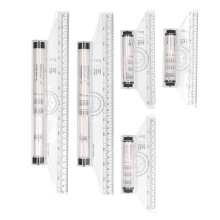 5pcs Rolling Parallel Ruler, Plastic Measuring Rolling Ruler, Transparent Multifunctional Drawing Design Ruler for Measuring Drafting Student