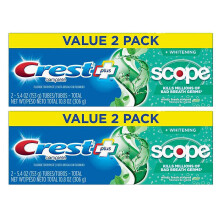 Crest, Komplett Plus Scope, Zahnaufhellende Zahnpasta, Minty Frisch Gestreift, 2er Pack, 5,4 oz (153 g) pro Stück