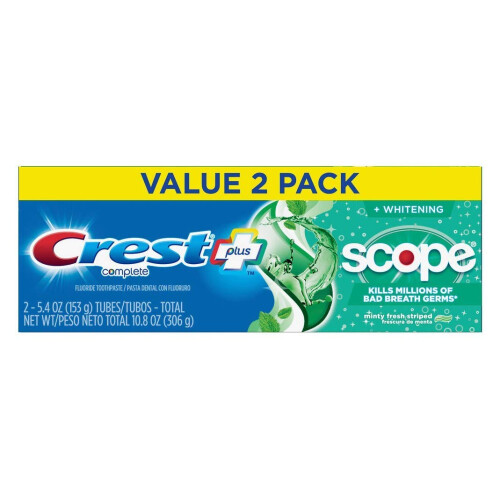 Crest Crest Toothpaste 5.4 Ounce Plus Scope Value Pk 2 Minty Fresh (Pack of 2) 2