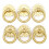6 PCs Vintage Golden Brass Ring Pulls  Pure Solid Brass Cabinet Hardware Ring Size 1.4' (3.5 cm) 1