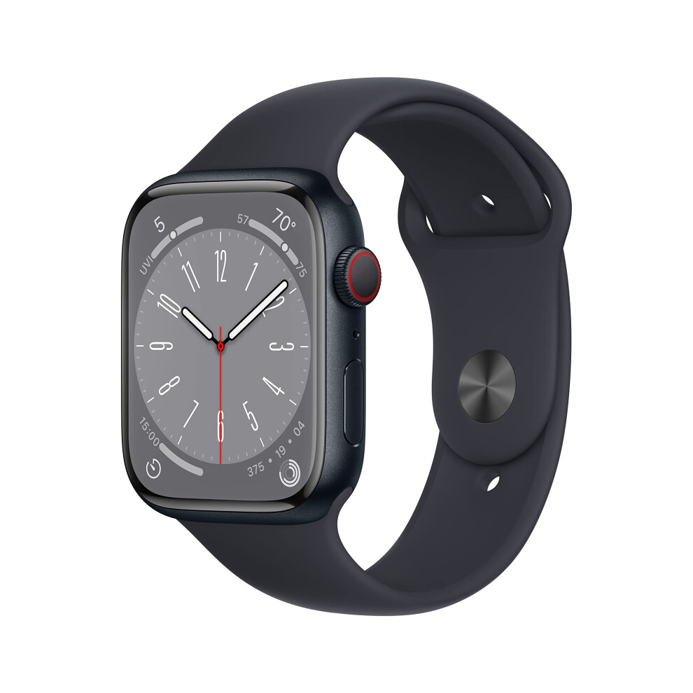 Apple Watch Series 8 [GPS + Cellular, 45mm] - Midnight Aluminum Case with Midnight Sport Band, M/L (Renewed)