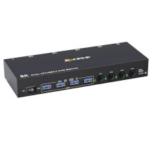 8K DP KVM Switch 2 Monitors 4 Computers 30Hz 4k@144Hz Dual Displayport USB 3.0 Switcher for Keyboa